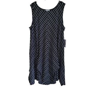 Habitat Chevron Striped Dress XL Black White Art To Wear Artsy Sleeveless NWT
